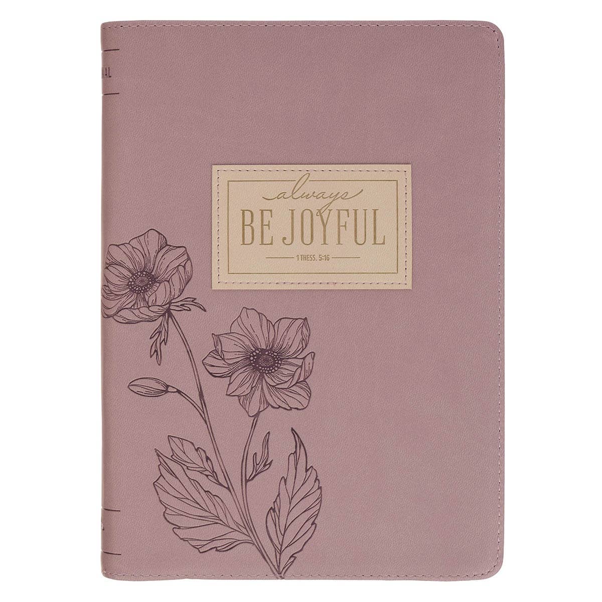 Christian Art Gifts - Journal Classic Zip Dusty Mauve Be Joyful 1 Thess. 5:16