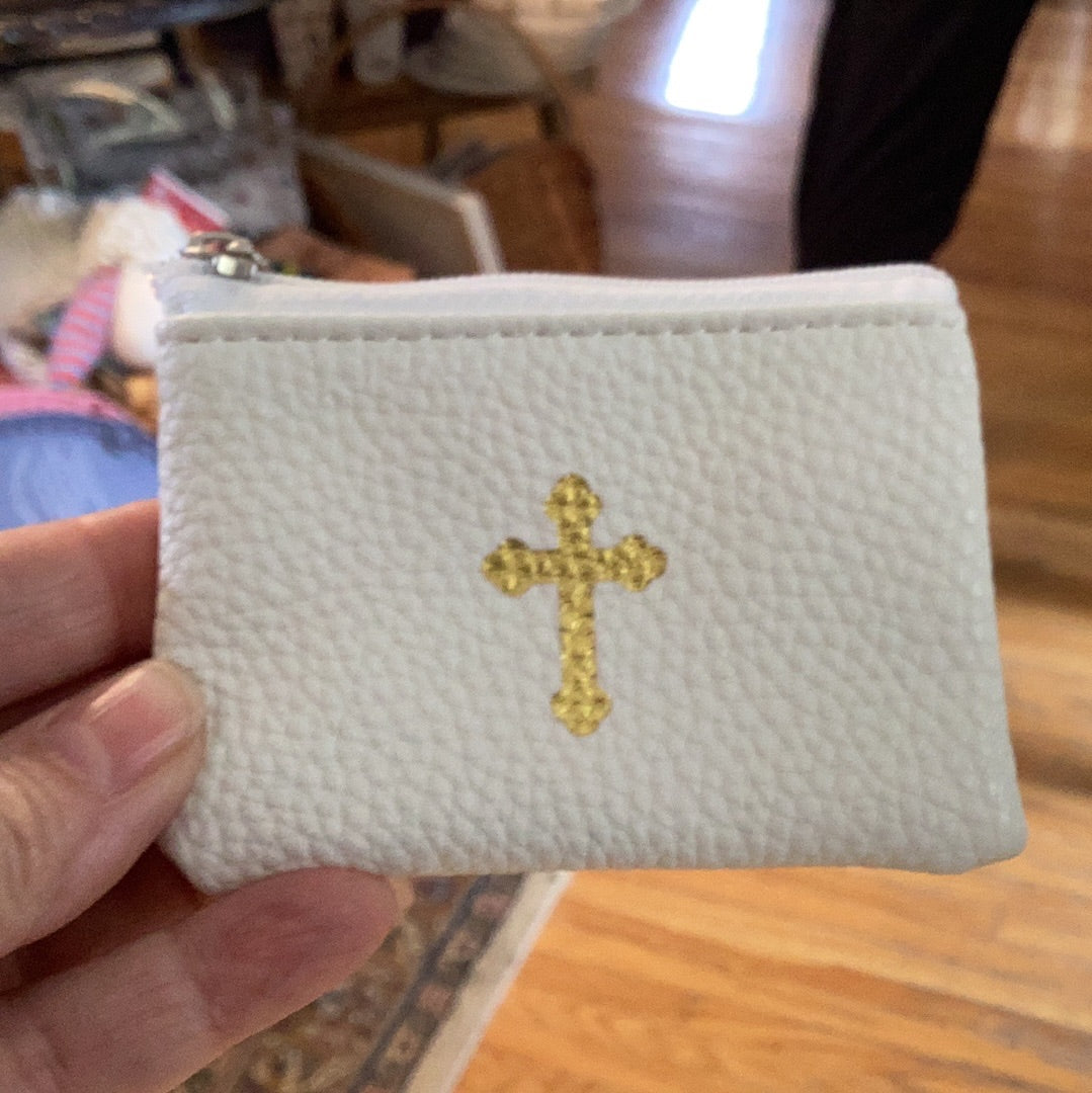 Gold Cross Rosary pouch