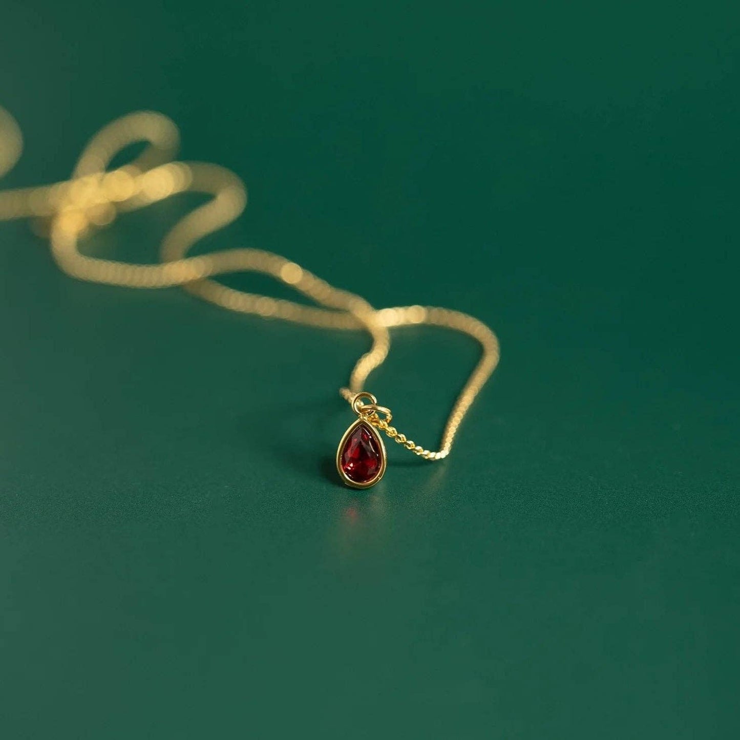 WJW - 18K Gold PVD Teardrop Birthstone Charm