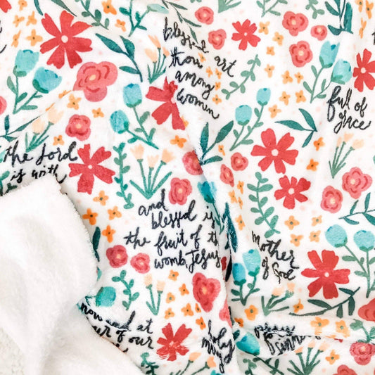 The Little Rose Shop - Floral Hail Mary Prayer Minky Blanket