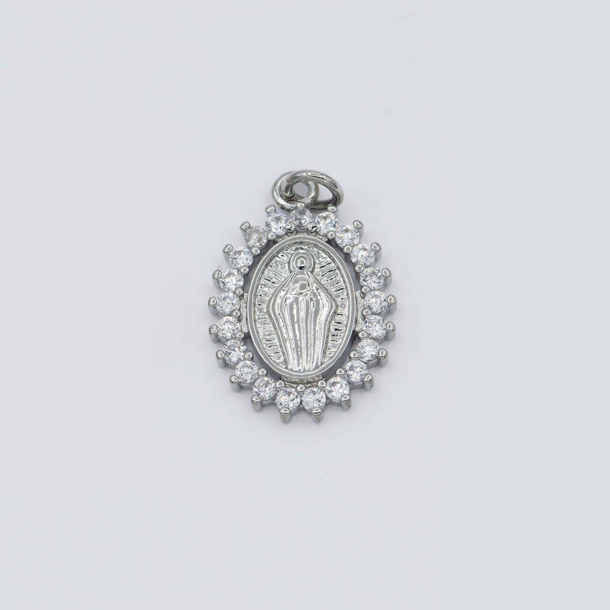 Aim Eternal - Dainty 24K Gold Filled Delicate Virgin Mother Mary Cubic Zirconia Bracelet Necklace Pendant Earring Charm Gift for Woman Jewelry Making, Gold Silver Miraculous Lady M-585 -M-592