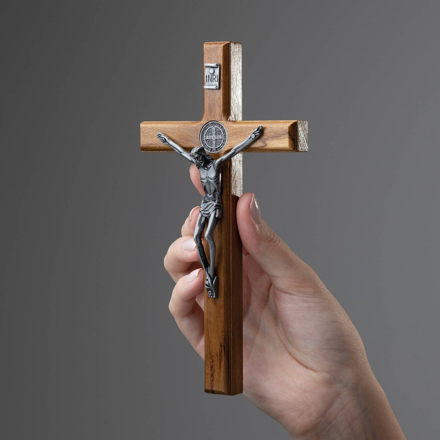 Oremus Mercy - Wall Cross - St. Benedict Wooden   7.5"