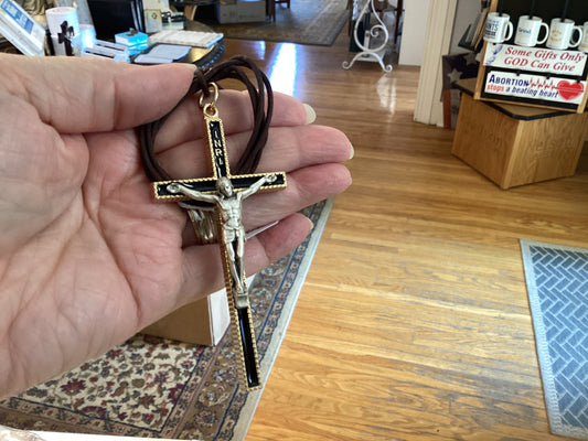 Gold Crucifix with Black Epoxy