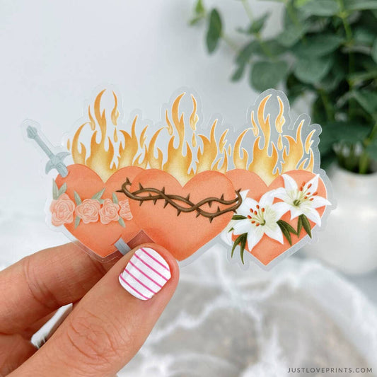 Just Love Prints - Hearts of the Holy Family Color Vinyl Sticker