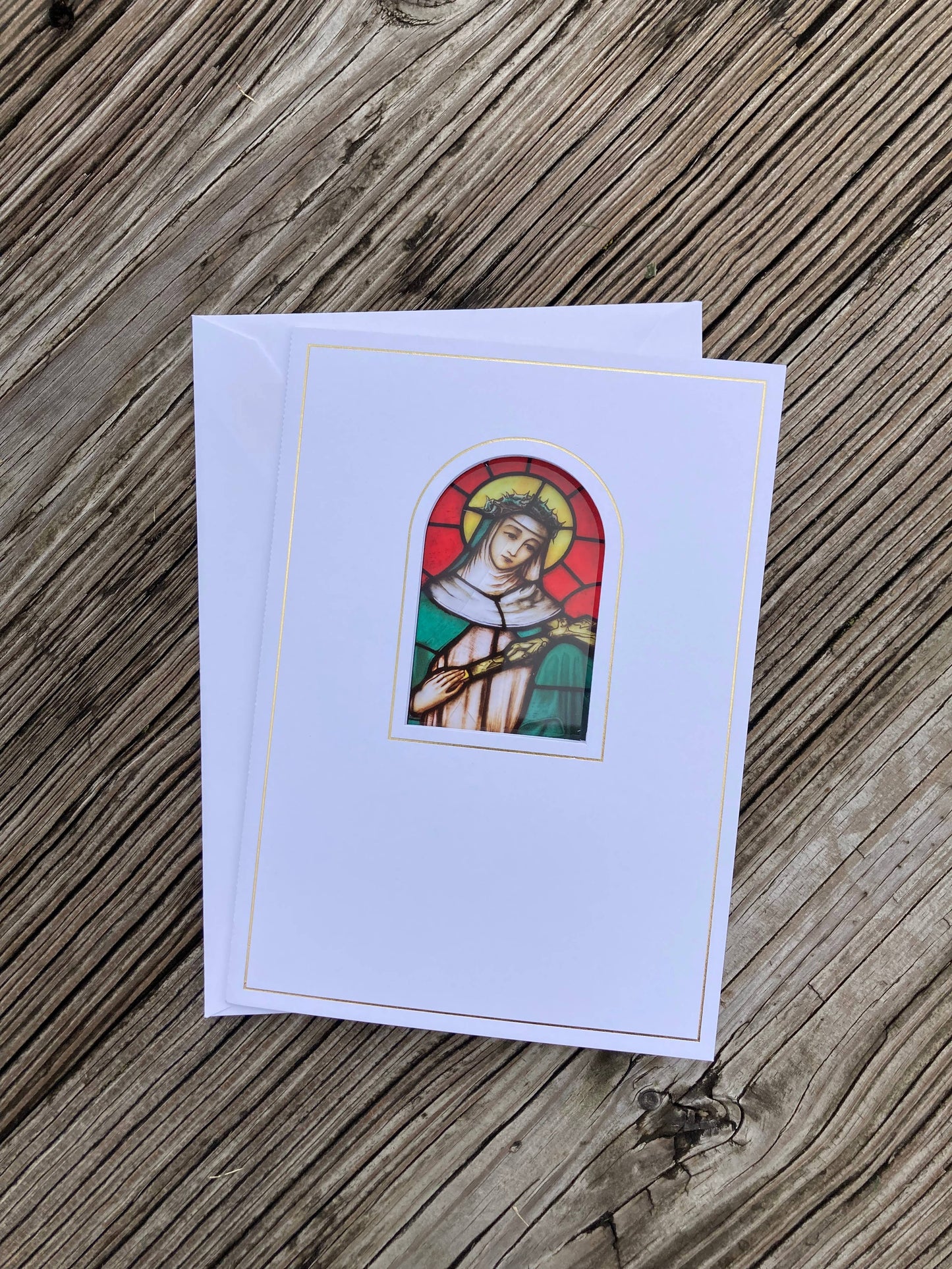 Bright Greetings - St. Catherine of Siena sun catcher card with scripture