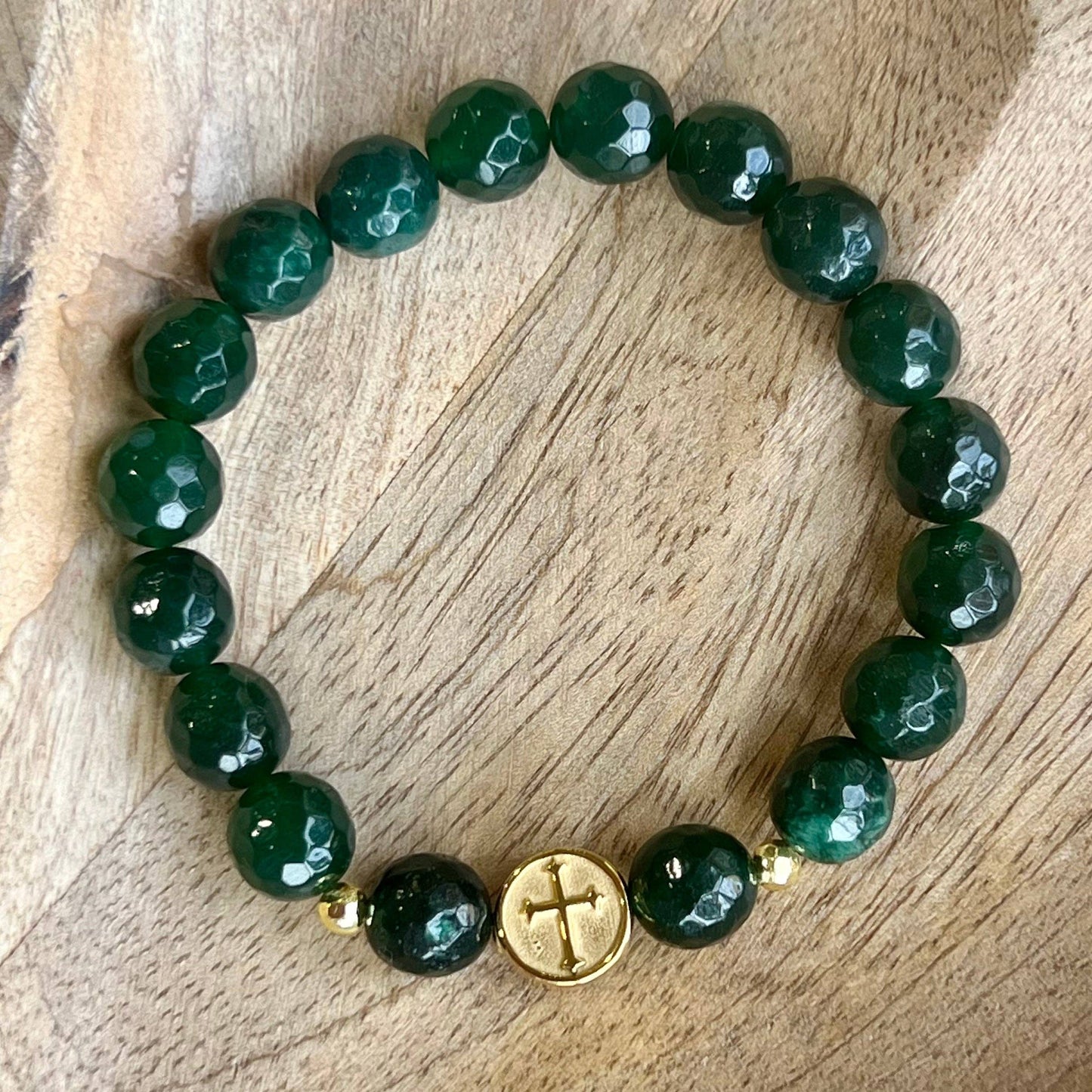 Love and Honor Jesus LLC - Emerald Green Agate Faith Bracelet