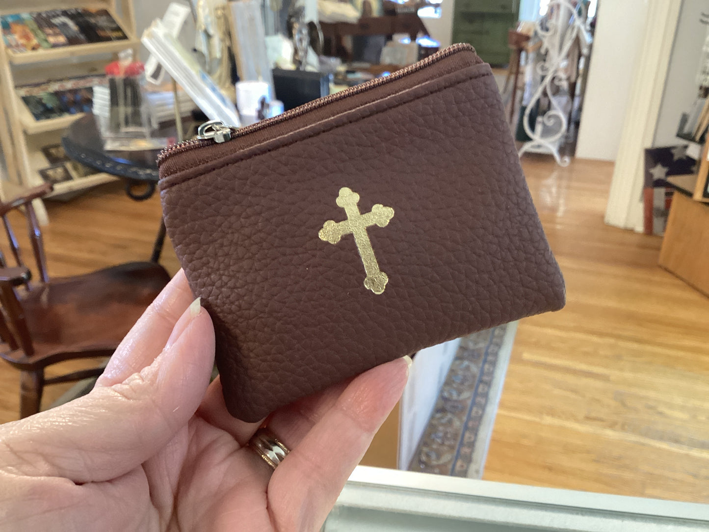 Gold Cross Rosary pouch