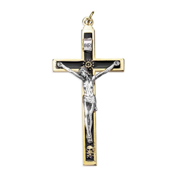4 1/2” Black Crucifix with Gold Trim