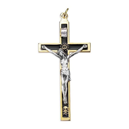 4 1/2” Black Crucifix with Gold Trim