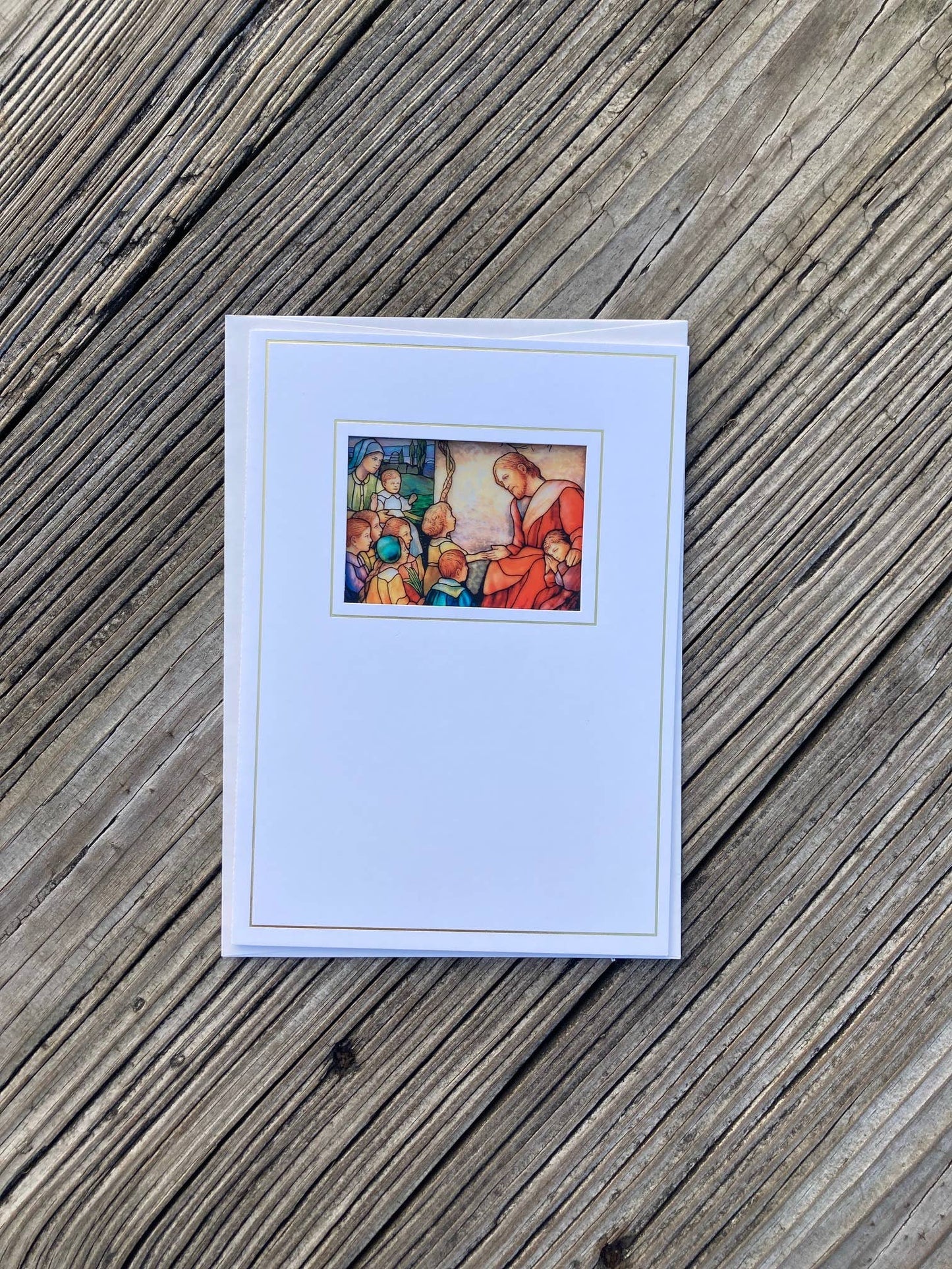 Bright Greetings - Christ Blessing the Children sun-catcher card