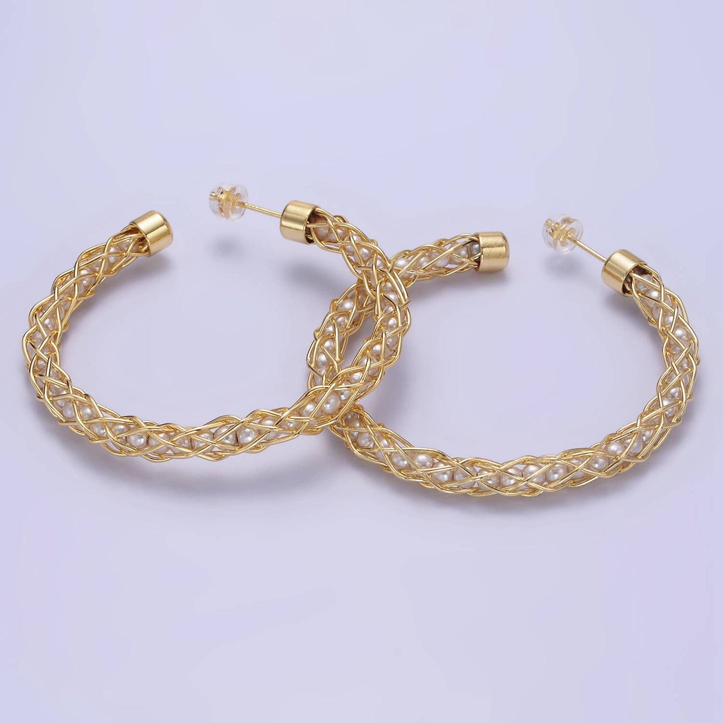 Aim Eternal - 14K Gold Filled 50mm Pearl Wire Intertwined C-Shaped Earring