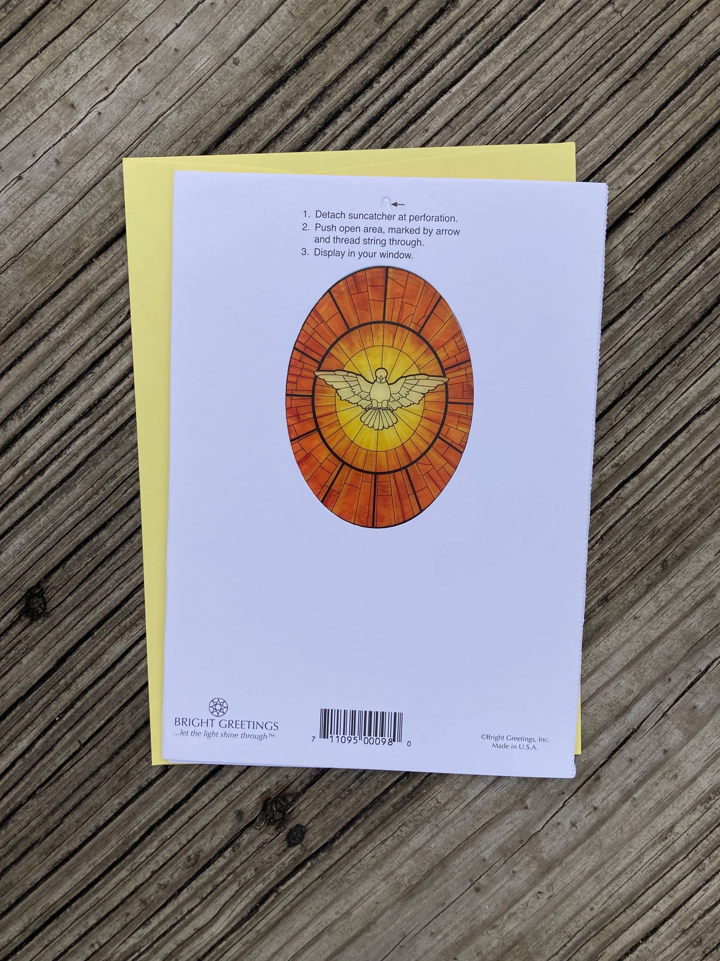 Bright Greetings - Confirmation Dove of the Holy Spirit sun-catcher card