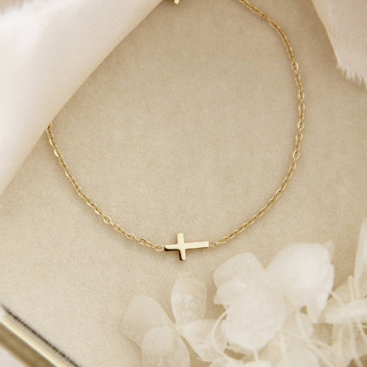 LoveStory Collection - Dainty Sideways Cross Bracelet