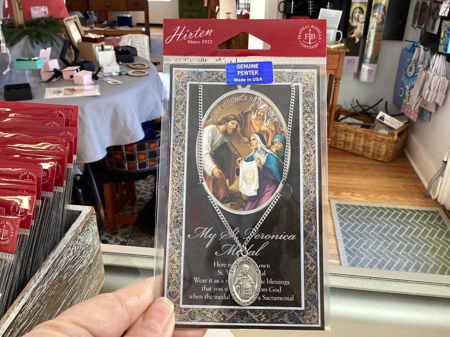 Pewter Saint Medals and Holy Cards