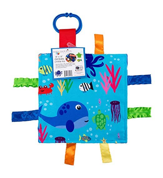Baby Jack and Company - Ocean Fish Crinkle Tag Square 8x8 Baby Teach @ Home Toy