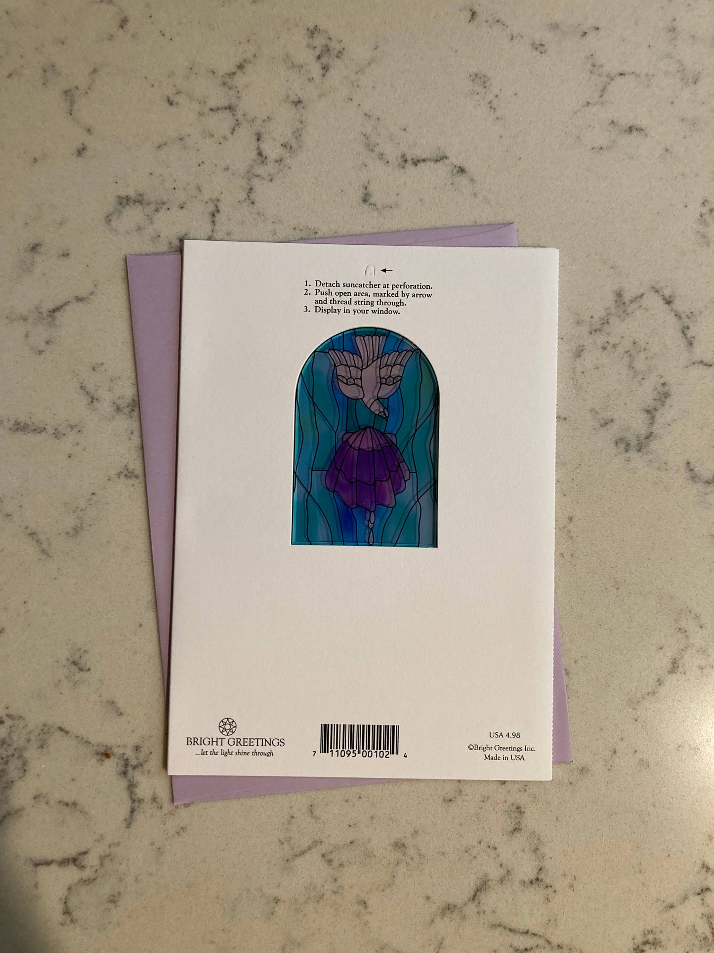 Bright Greetings - Baptism Holy Spirit suncatcher greeting card 5x7, religious