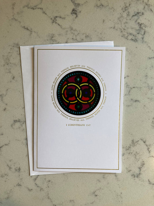 Bright Greetings - Wedding rings sun catcher greeting card with scripture