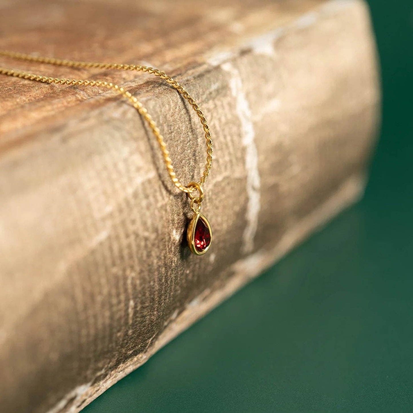 WJW - 18K Gold PVD Teardrop Birthstone Charm