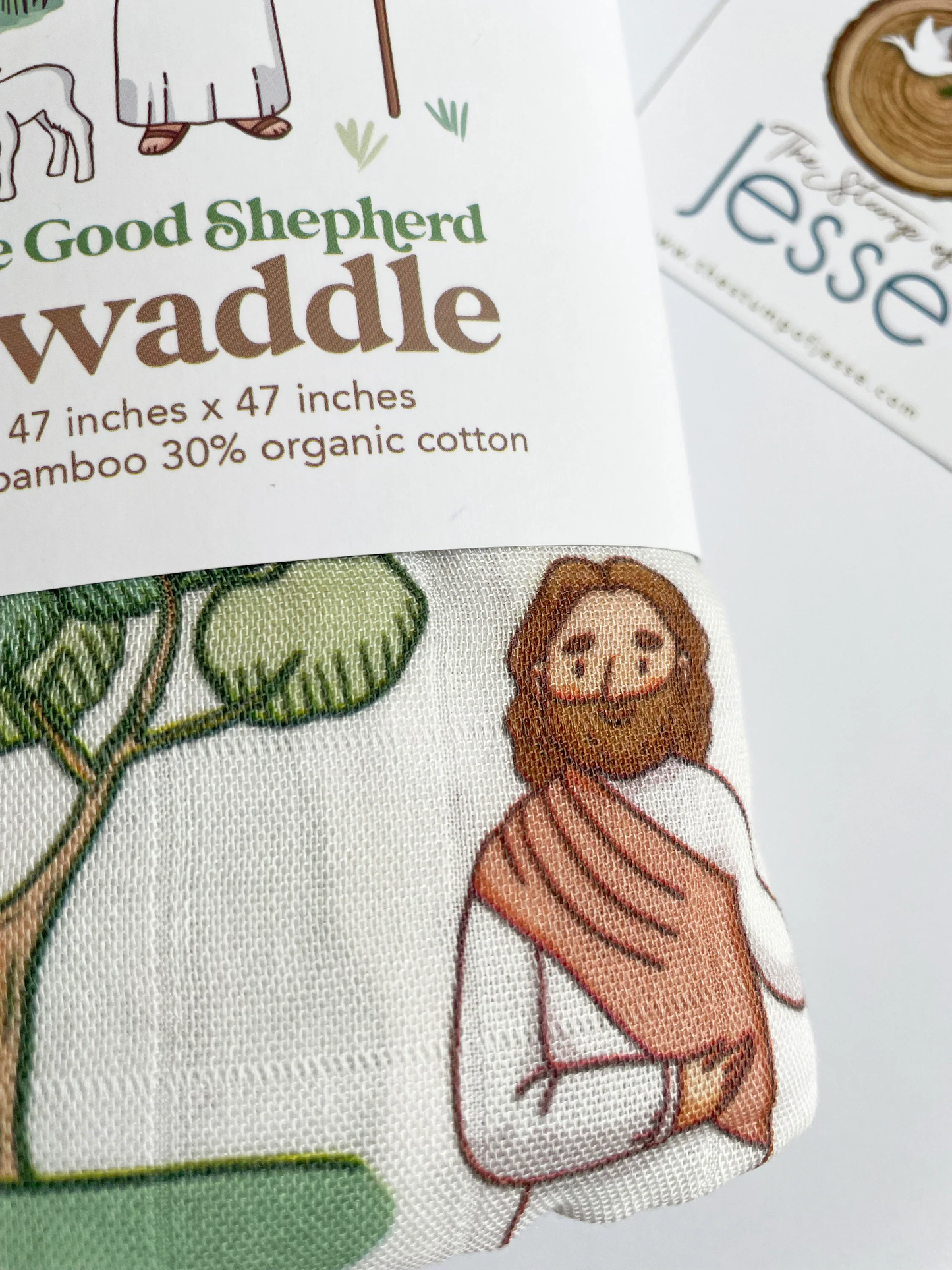 The Stump of Jesse - The Good Shepherd Muslin Deluxe Swaddle I Catholic Gift