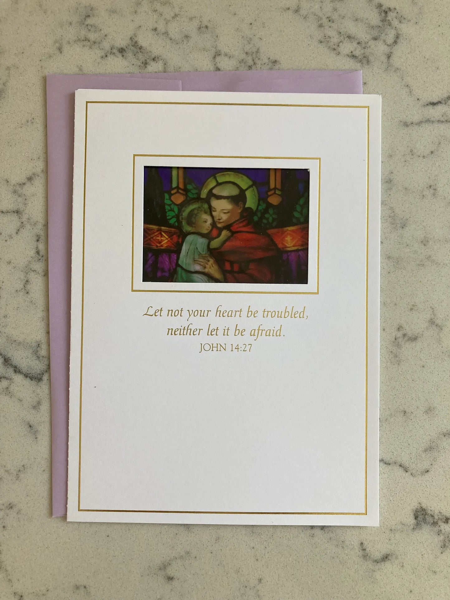 Bright Greetings - St. Anthony of Padua sun-catcher encouragement card 