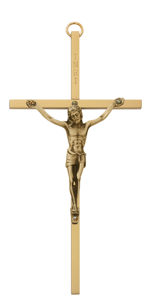 7” Brass Crucifix with Gold Corpus