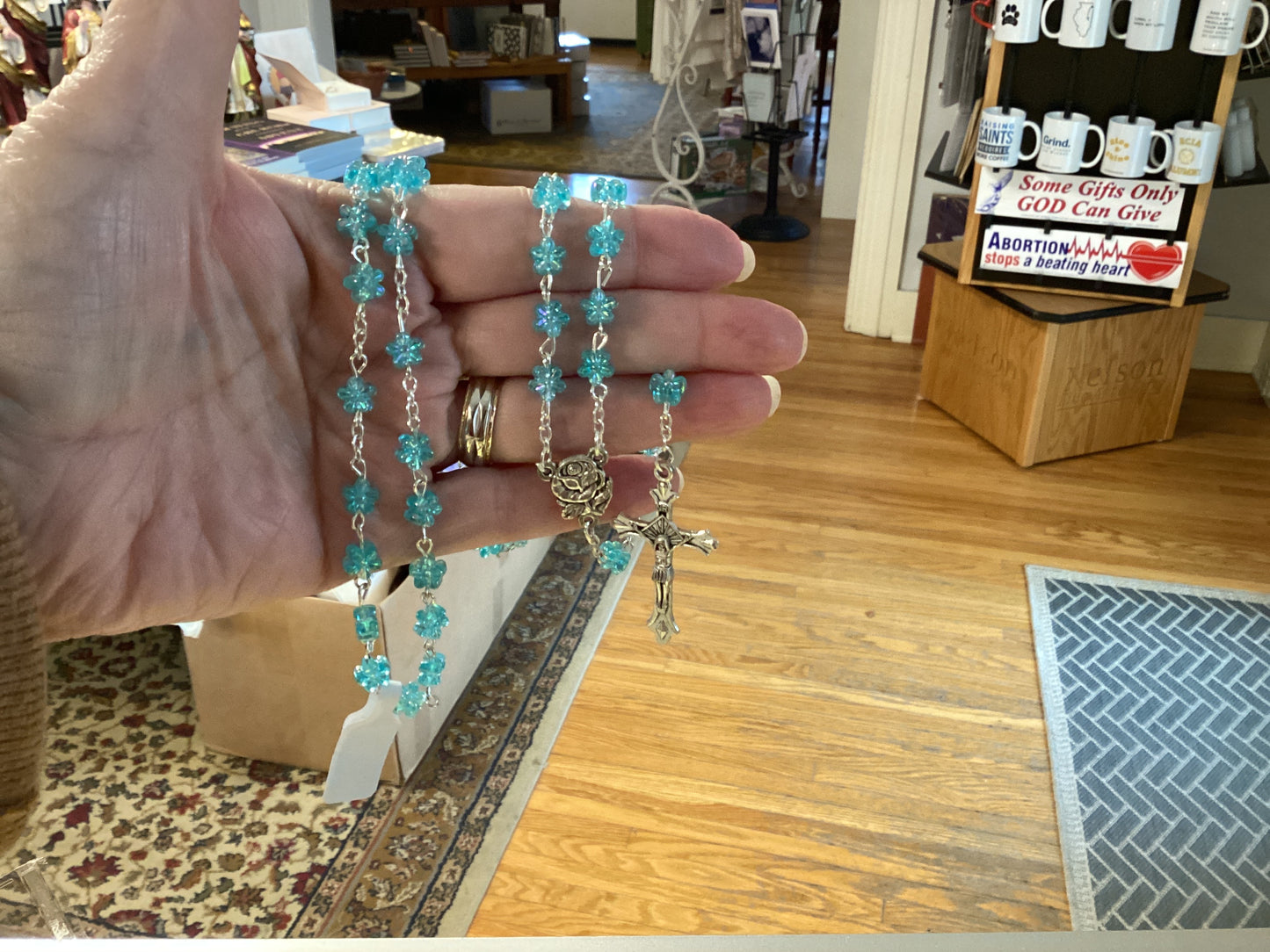 Aqua Floral Rosary