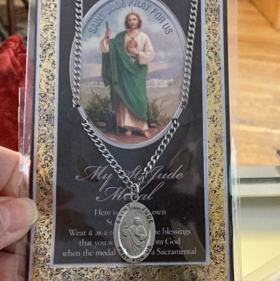 Pewter Saint Medals and Holy Cards