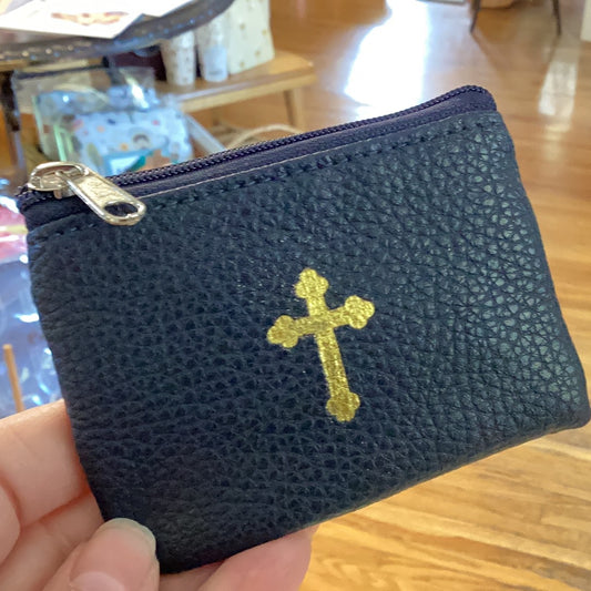 Gold Cross Rosary pouch