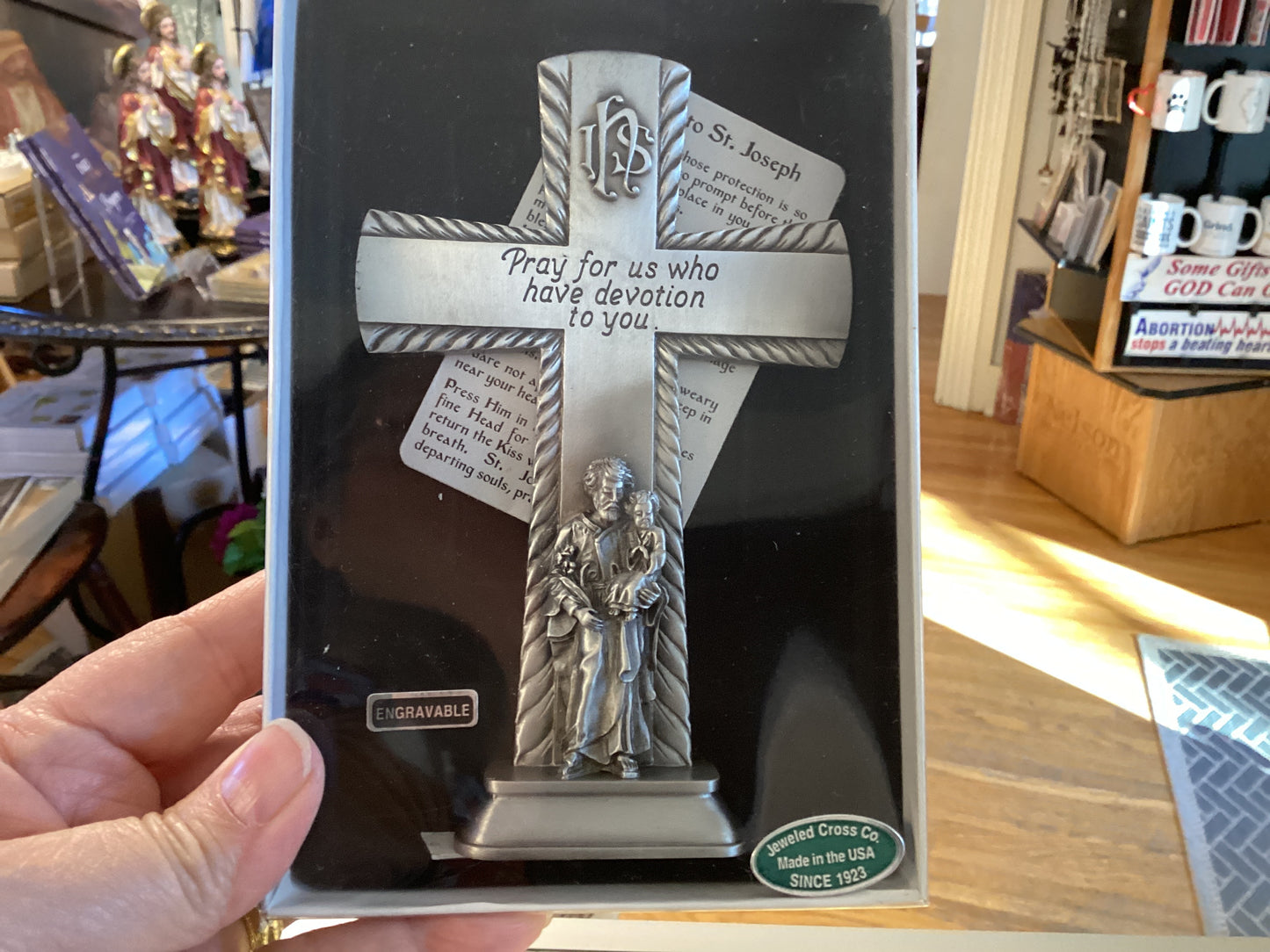 Standing St Joseph Pewter Cross