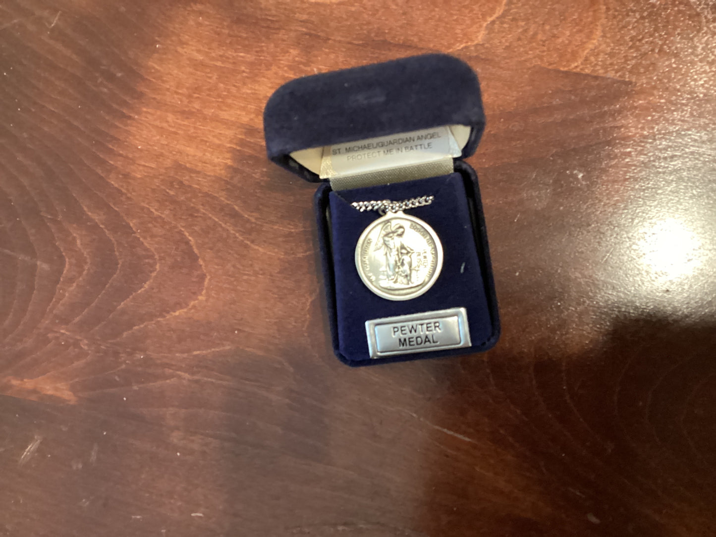 St Michael / Guardian Angel Round Pewter