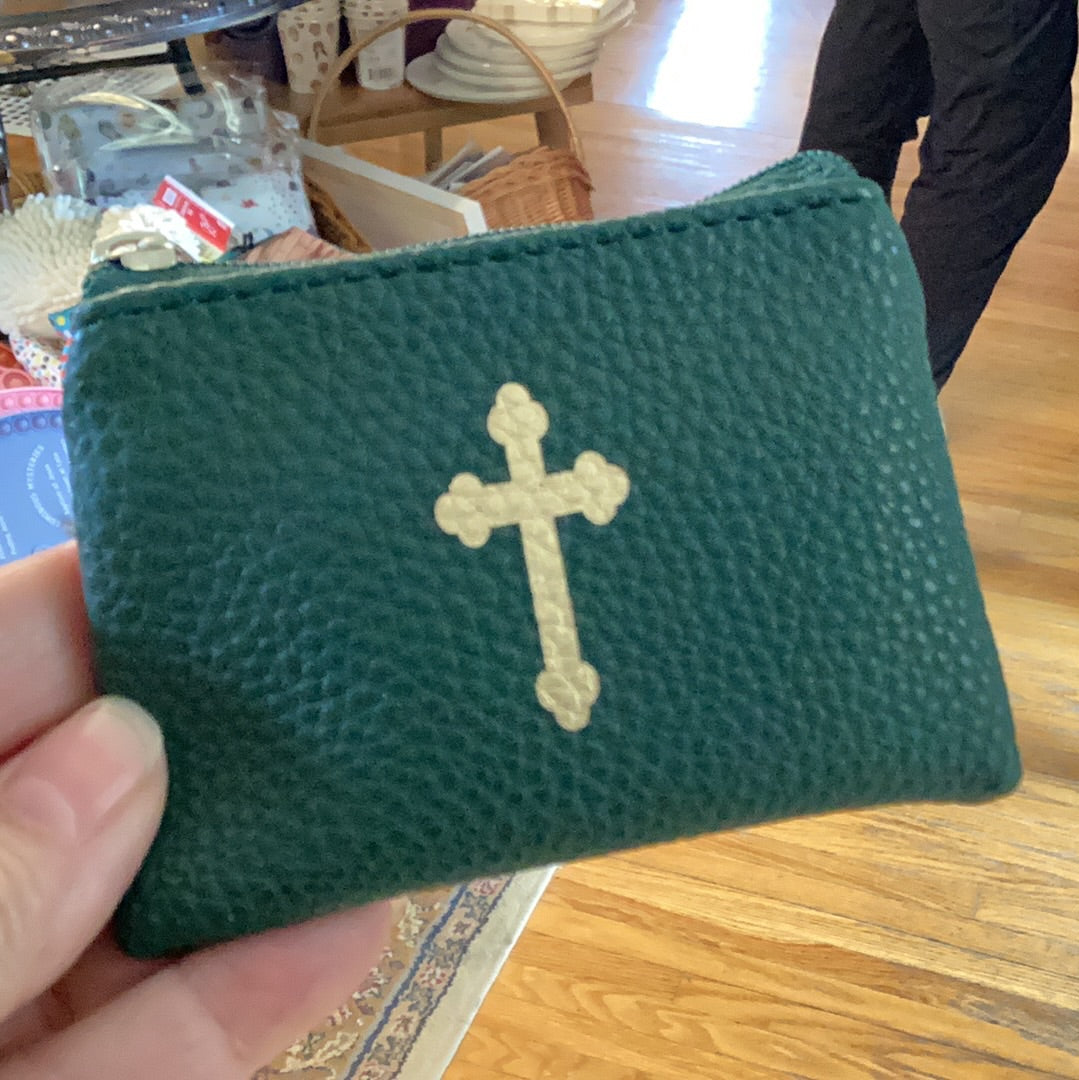 Gold Cross Rosary pouch