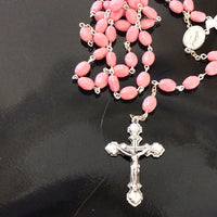 Pink Our Lady of Grace bead Rosary