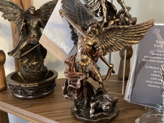 Goldscheider of Vienna - St. Michael Statue in Cold Cast Bronze/Pewter Style