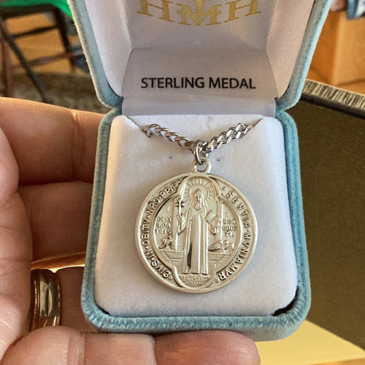 Large Sterling Silver St Benedict Necklace