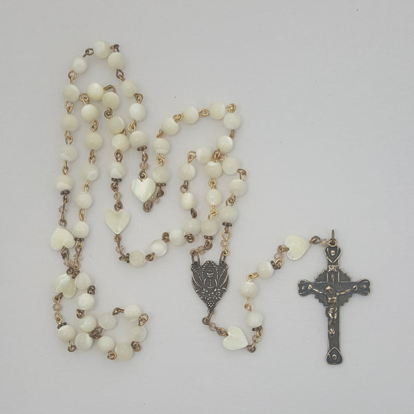 Antique Style Mother of Pearl First Communion Rosary