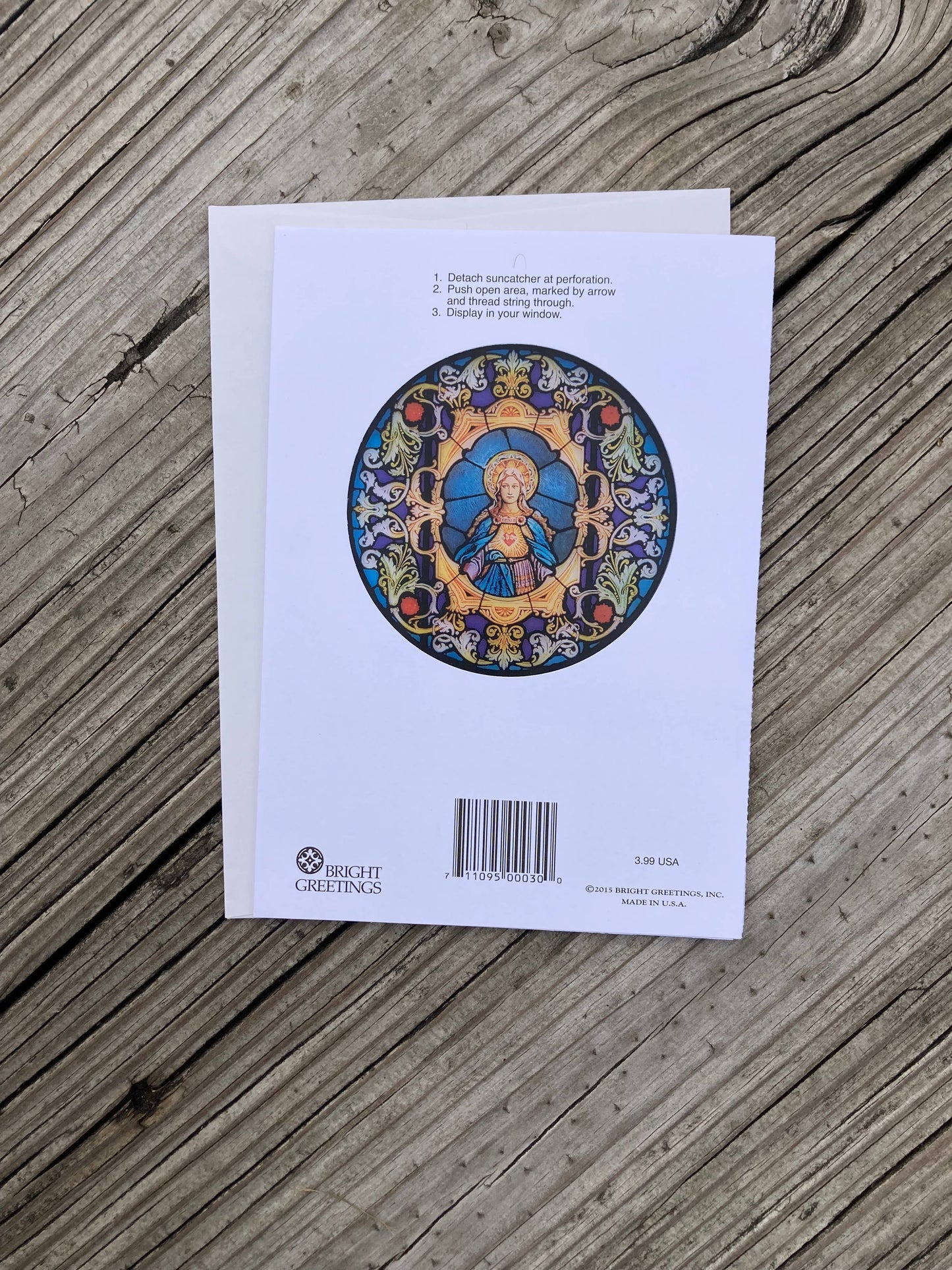 Bright Greetings - Immaculate Heart of Mary sun-catcher card