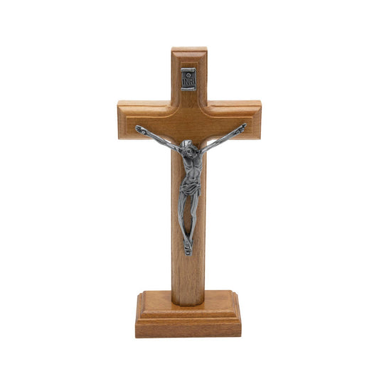 Oremus Mercy - Wooden Cross w/ Stand  7.5”         
