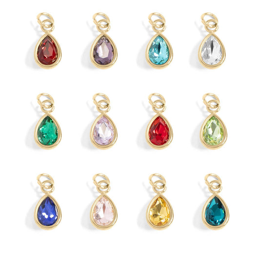 WJW - 18K Gold PVD Teardrop Birthstone Charm