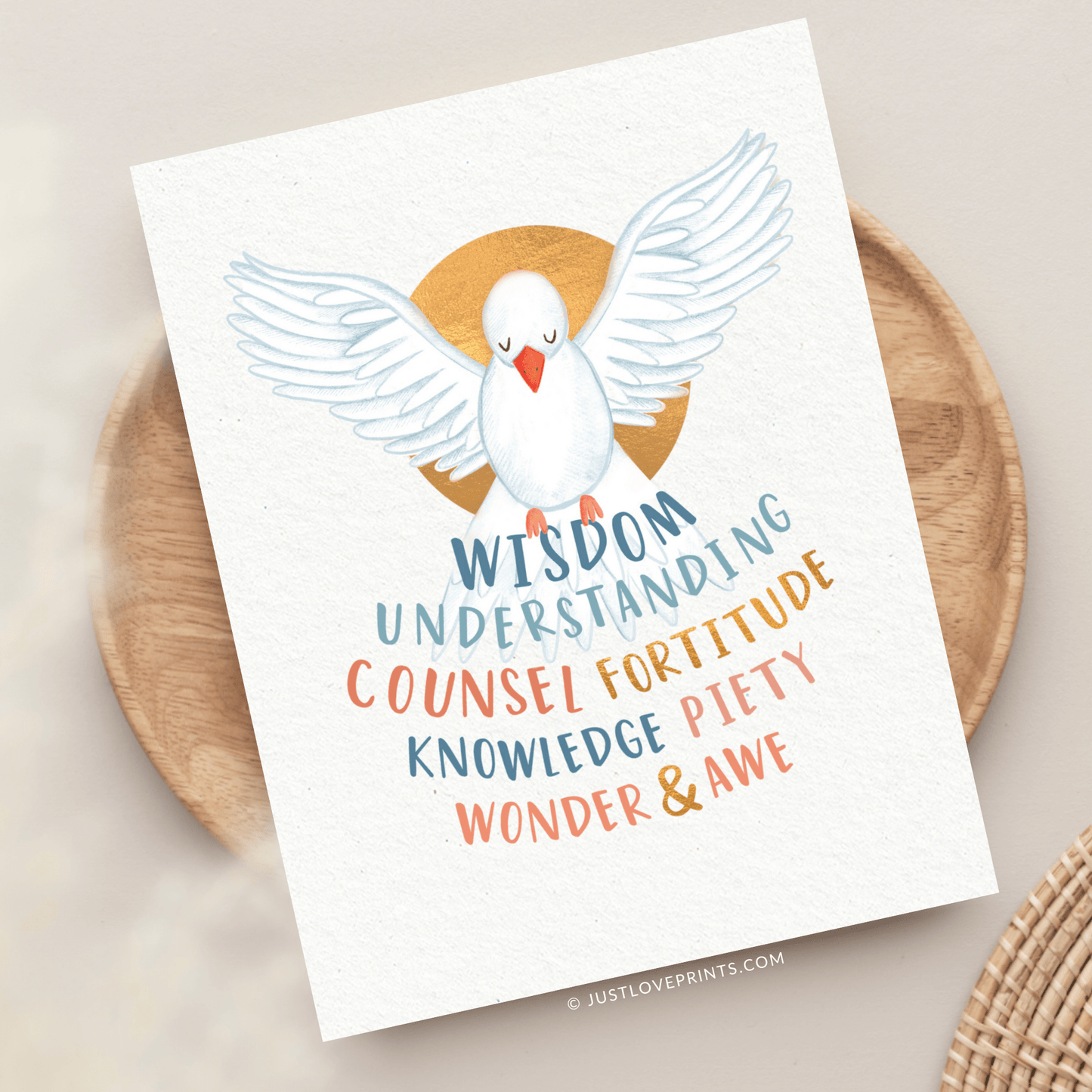 Just Love Prints - Catholic Stickers & Gifts - Gifts of the Holy Spirit Greeting Card