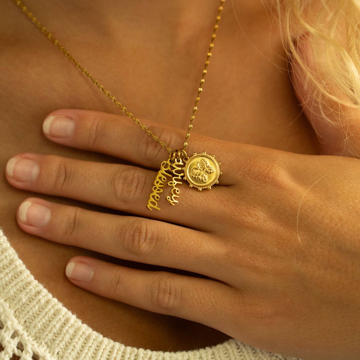 WJW - 18K Gold PVD Stainless Steel Blessed Charm