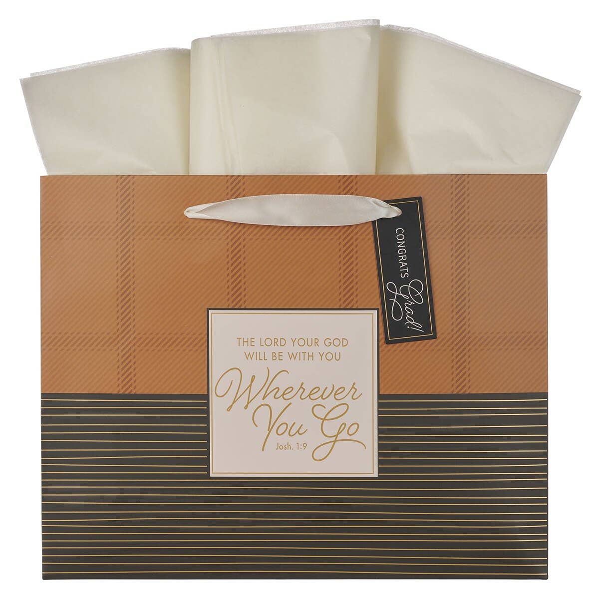 Christian Art Gifts - Gift Bag LG Landscape Wherever You Go Josh. 1:9