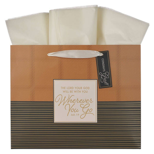 Christian Art Gifts - Gift Bag LG Landscape Wherever You Go Josh. 1:9