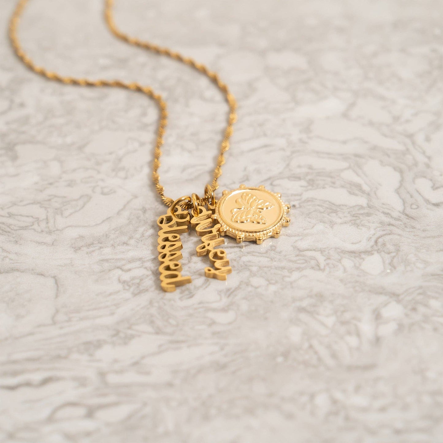 WJW - 18K Gold PVD Stainless Steel Blessed Charm