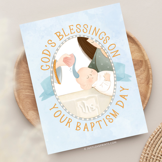 Just Love Prints - Catholic Stickers & Gifts - Baptism Day Greeting Card