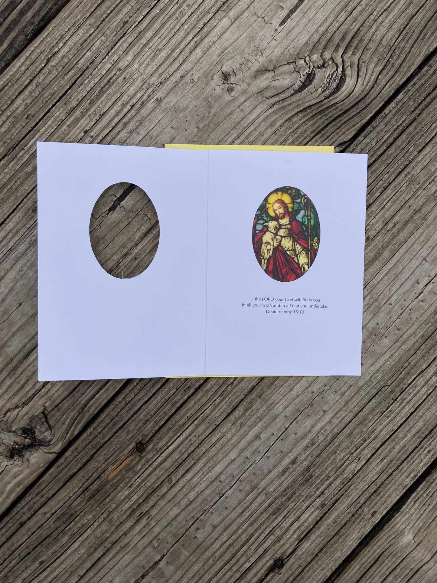 Bright Greetings - The Good Shepherd sun-catcher card