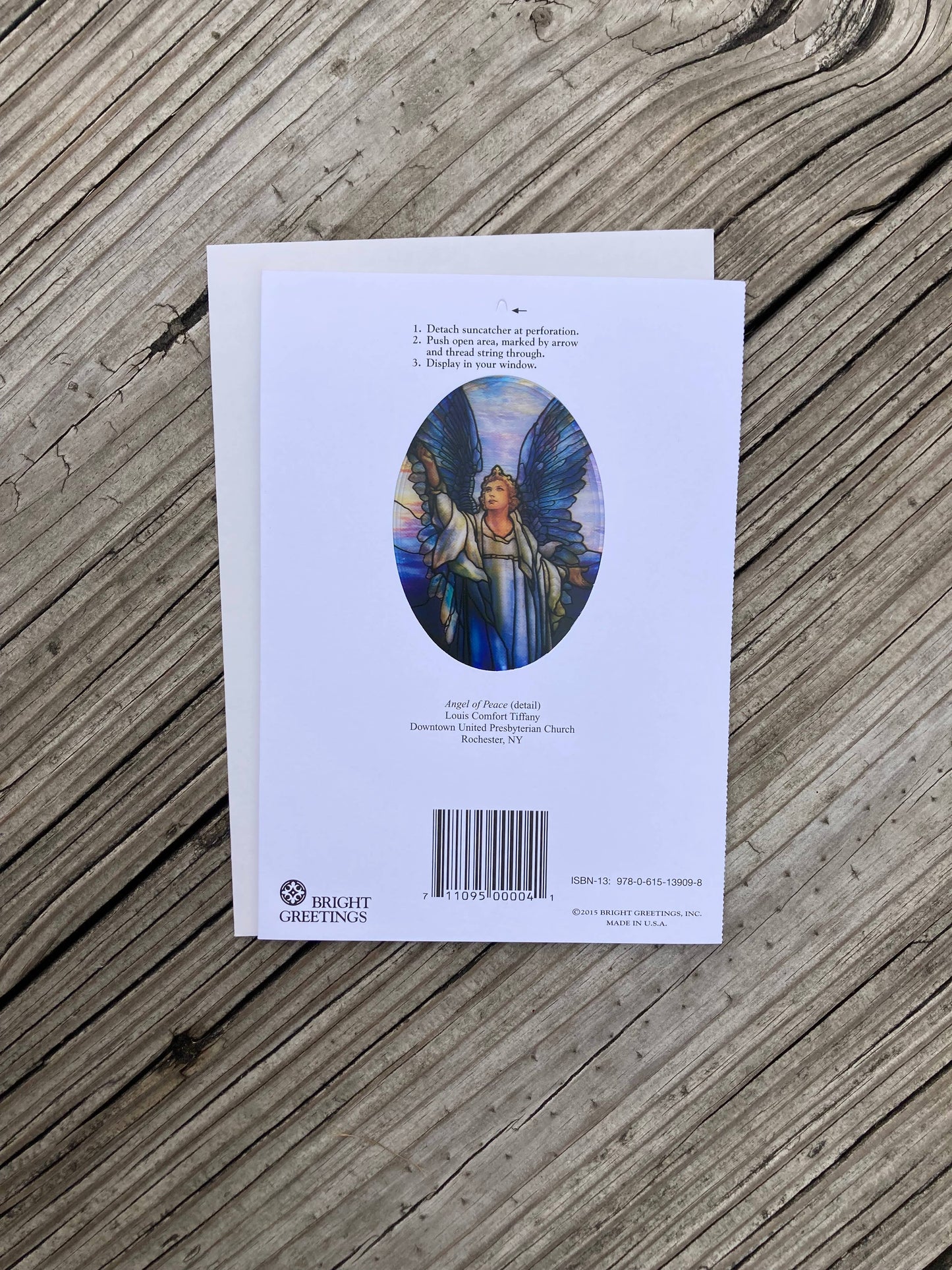 Bright Greetings - Angel of Peace Tiffany sun-catcher greeting card