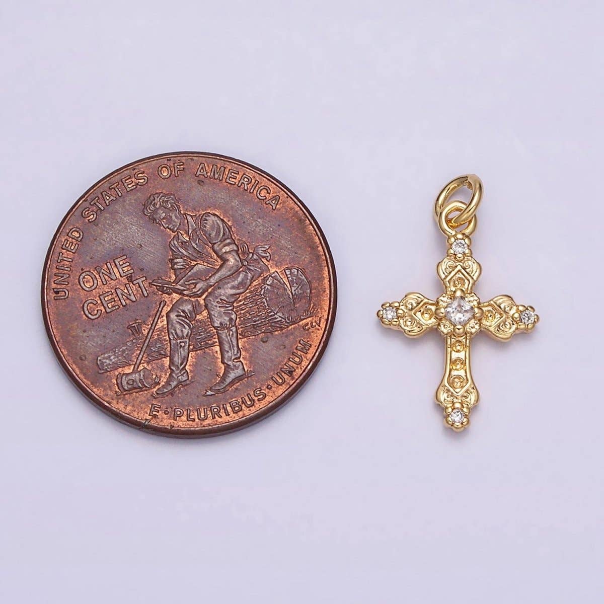 Aim Eternal - 16K Gold Filled Artisan Textured Religious Cross Charm in Gold & Silver | AC1061 AC1062