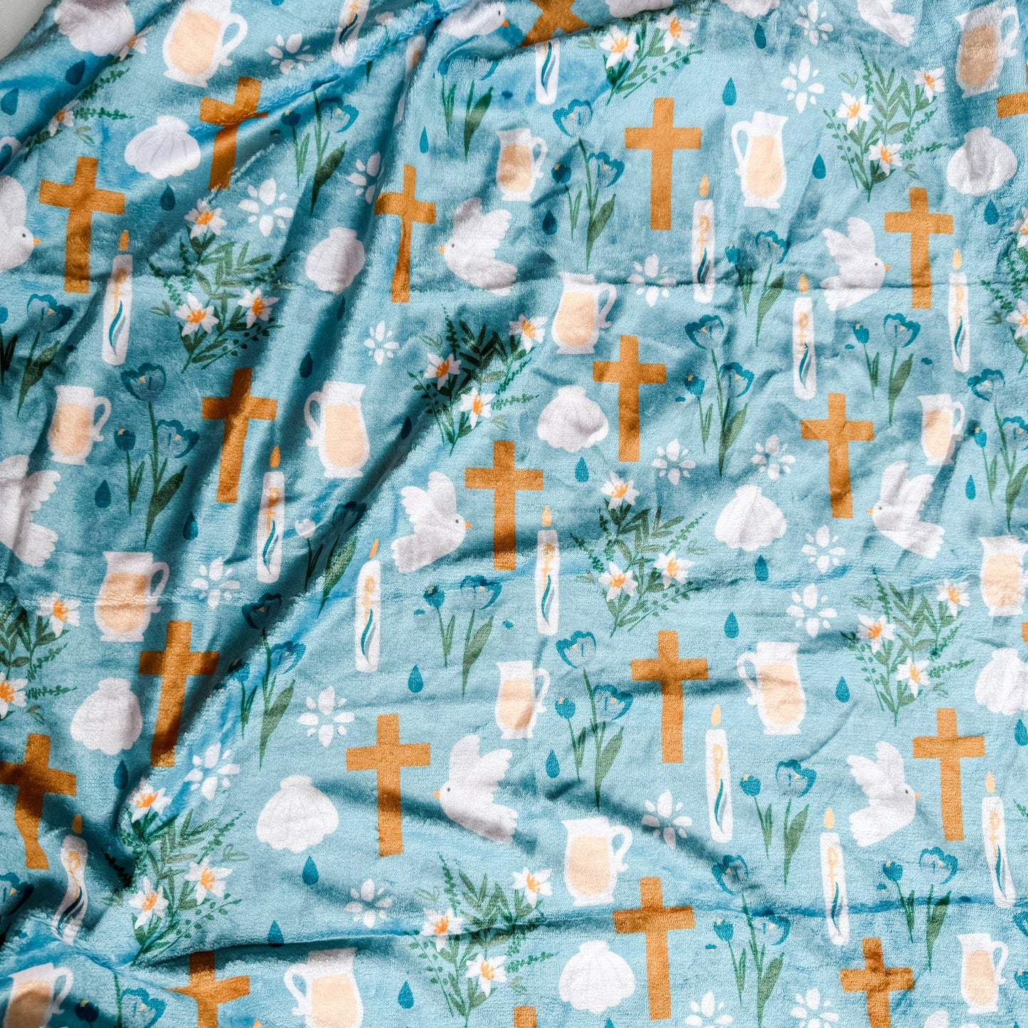 The Little Rose Shop - Baptism Sacramentals Baby Minky Blanket