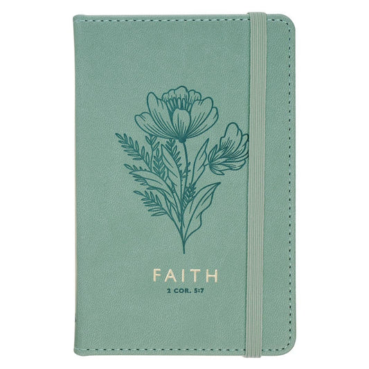 Christian Art Gifts - Small Notebook with Elastic Closure Faux Green Faith