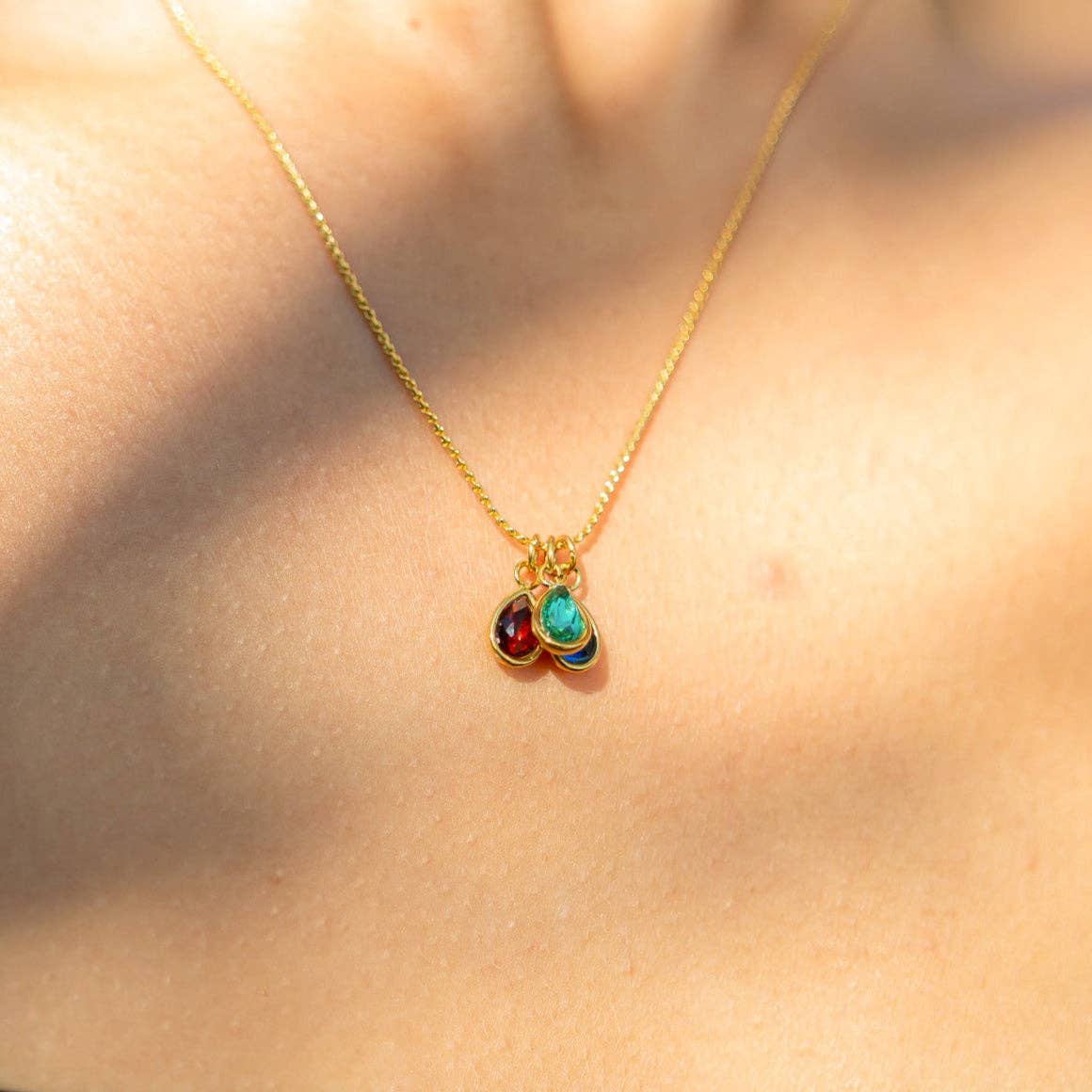 WJW - 18K Gold PVD Teardrop Birthstone Charm